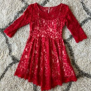 Free People Lace Dress with Sleeves
